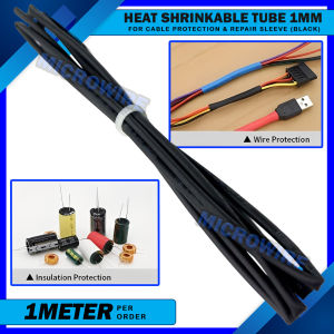 MW 1mm Black Heat Shrinkable Tube 5 Meters – Wire Cover for Repair Insulation & Protection
