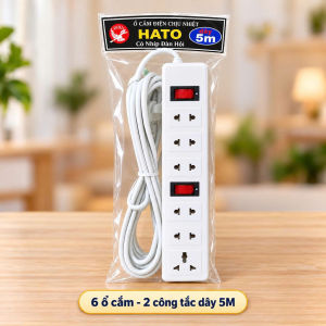 Ổ Cắm Điện HATO 6 Lỗ – Tiện Kết Nối Nhiều Thiết Bị Dễ Bật Tắt Với 2 Công Tắc Dây Đồng Dài 3M/5M