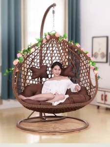 Hanging Basket Rattan Chair Glider Swing Outdoor Household Courtyard Rocking Chair Indoor Bedroom Lazy Bone Chair Balcony Hammock Cradle