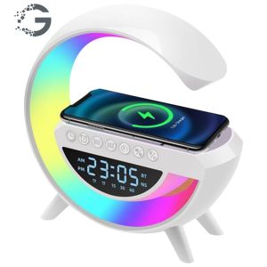 Bluetooth Bedside Speaker with Alarm Clock and 13 Light Modes for Modern Bedroom Decor