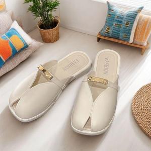 [Free Shipping] Low-Heeled Peep-Toe Mules For Women 2026 Summer New Fashion Slip-On Shoes For Outdoor Wear