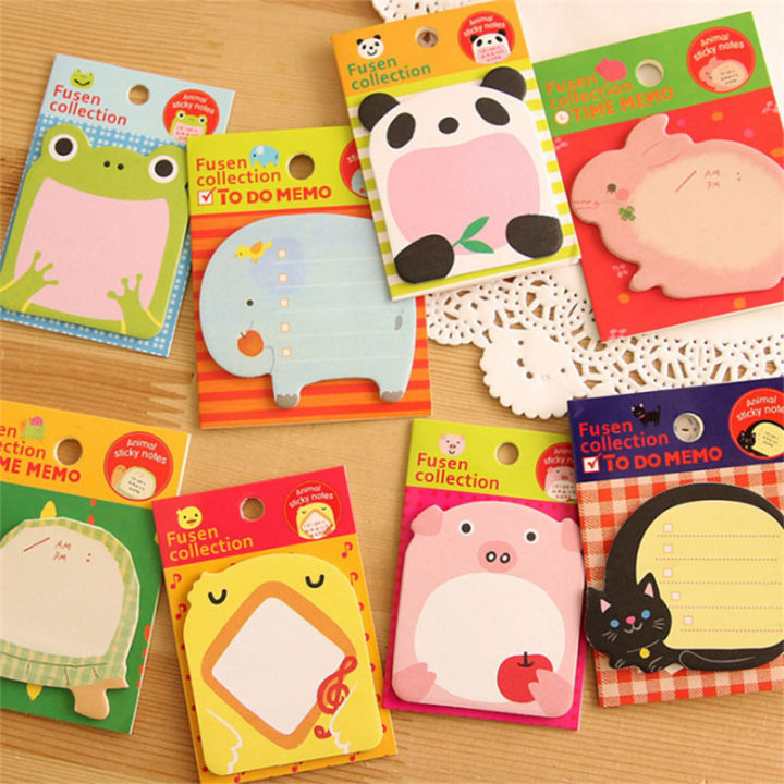 🔥chageey👍 Cute Animal 20 Sheets Sticky Note Time Record Sticky Memo ...