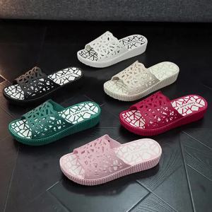 [Free Shipping] Thick-soled womens summer new fashion casual slip-on slippers for home use waterproof and non-slip wedge sandals