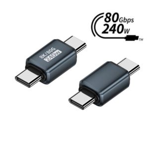 Đầu Chuyển Đổi Góc Chữ U USB Type C 2 Đầu Đực Sạc Và Dữ Liệu 100W 240W 80Gbps 40Gbps 8K 60Hz Điện Thoại Laptop