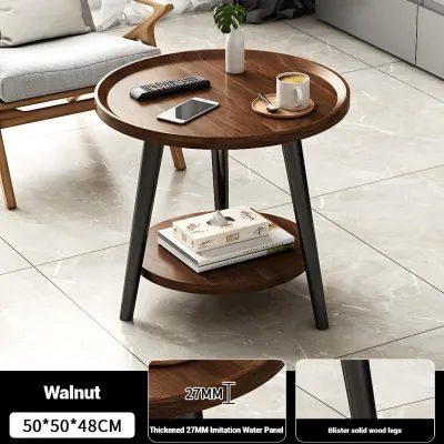 Nordic Round Coffee Table Solid Wood Small Round Table Living Room Side Table Sofa Corner Tea Table