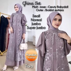 Baju Wanita Gamis Ghina Dress Gaun Pesta Baju Muslim Syari Trendy Handini fashion