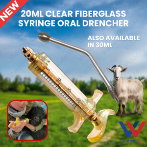 Viddavet 20ml Fiberglass Syringe Clear Oral Drencher EasyDose Oral Syringe