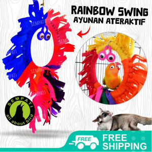 SEMPATI Mainan Burung Parrot Sugar Glider Ayunan Gigitan Lovebird Parkit Falk Sunconure Panjatan Hamster Rainbow Swing Cincin RNBSW