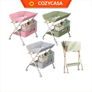 【COZYCASA】Baby Care Changing Table with Wheels / Multifunction Adjustable Height Diaper Changing Station
