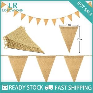 LF Wholesale✨Flash Sale ✨ 13 Flags Vintage Jute Hessian Burlap Bunting Banner Wedding party Photography Props Celebration Party Decoration Banner