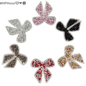 WP💓💛💖 Rhinestones Bow Embroidered Patch Iron on Sewing Crystal Applique For Jeans