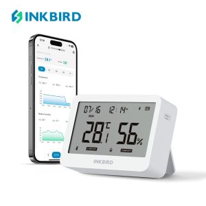 INKBIRD ITH-21-B Bluetooth Smart 6-in-1 Thermo-Hygrometer Clock Indoor Temperature and Humidity Monitor with Time Date APP Control Custom Comfort Levels