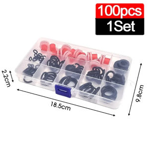 YESPERY 100Pcs O-ring Set Rubber Gaskets Nylon Flat Rings Seal Washer Faucet Pressure Plumbing Repair Tools Water Hose Assortment Kit