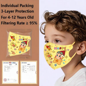 50PCS 3D Kids Mask 4-12 Year Children Mask Face Mask For Kids 3ply Protective Independent Packaging 3D Disposable Cartoon Duckbill Children Mask 儿童口罩 卡通口罩 3D儿童独立包装口罩