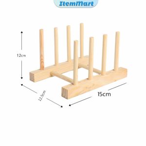 ItemMart Wooden Dish Mugs Cup Bowl Drying Shelf Drain Rack Book Holder Kitchen Organizer