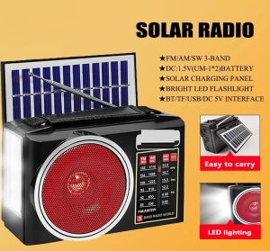 MJL KUKU AM-809 Solar Bluetooth Rechargeable Radio with Emergency Light /FM/AM/SW USB/TF PLAYER