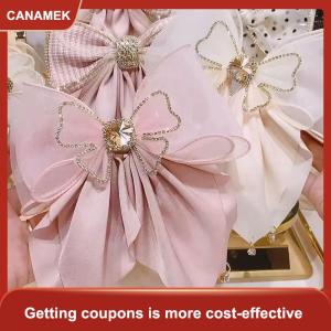 【CANAMEK】 Hàn Quốc Phong Cách Ngọt Ngào Thời Trang Cô Gái Công Chúa Tóc Clip Rhinestone Lớn Bow Kẹp Tóc Cho Phụ Nữ Mũ Nón Mùa Xuân Clip Tóc Phụ Kiện