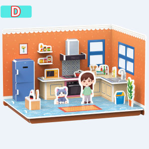 【MY STOCK】DIY House Puzzle 3D Doll House Jigsaw Handmade Assembly Toys