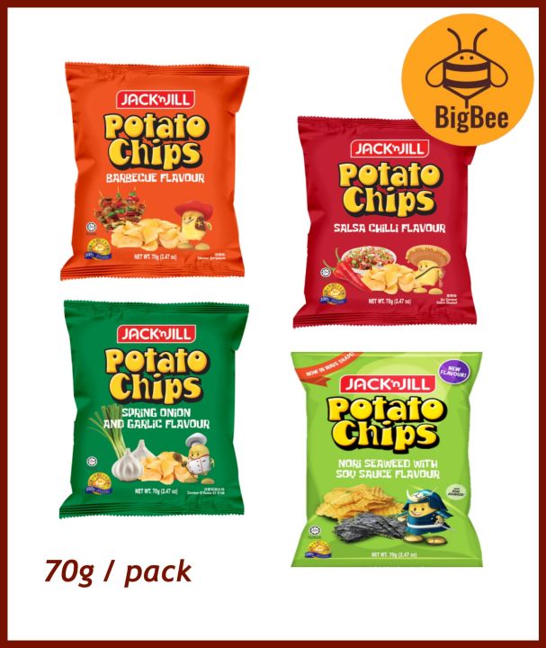 Jack n Jill Potato Chips - 70g x 4pkts [Bundle] BBQ / Salsa Chilli ...