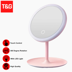 T&G LED Make-up Mirror with 3 Light Adjustable Mode Smart Touch LED Light 90° Rotation with Jewelry Tray Vanity Mirror