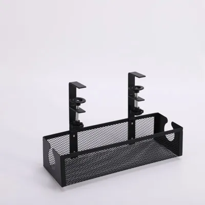Open Under-Desk Storage Basket Punch-Free Rack Space Saving Adjustable Wire Socket Basket Wire Organizer