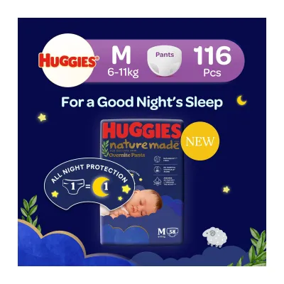 Huggies Naturemade Overnite M Pants Case 58s x 2