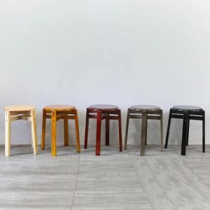 【LDIES】Stool Household Solid Wood Square Stool Small Bench Wooden Bench Quartet Stool Square Stool Dining Table Dining Chair  Folding Chair