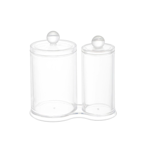 Clear Acrylic Bathroom Organizers Jars Vanity Storage Jars For Cotton Swabs Makeup Supplies And Small Essential Storage