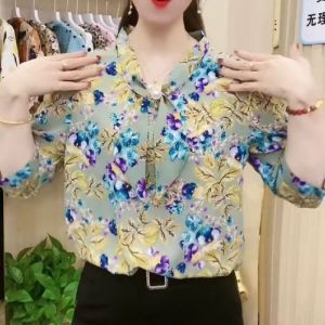 Áo blouse trắng trang trọng tay dài kiểu dáng 3 4 dành cho nữ có nhiều kích cỡ chất liệu voan hoa thời trang đẹp gợi cảm kiểu Hàn Quốc phù hợp mặc thường ngày đi làm áo thun trơn.