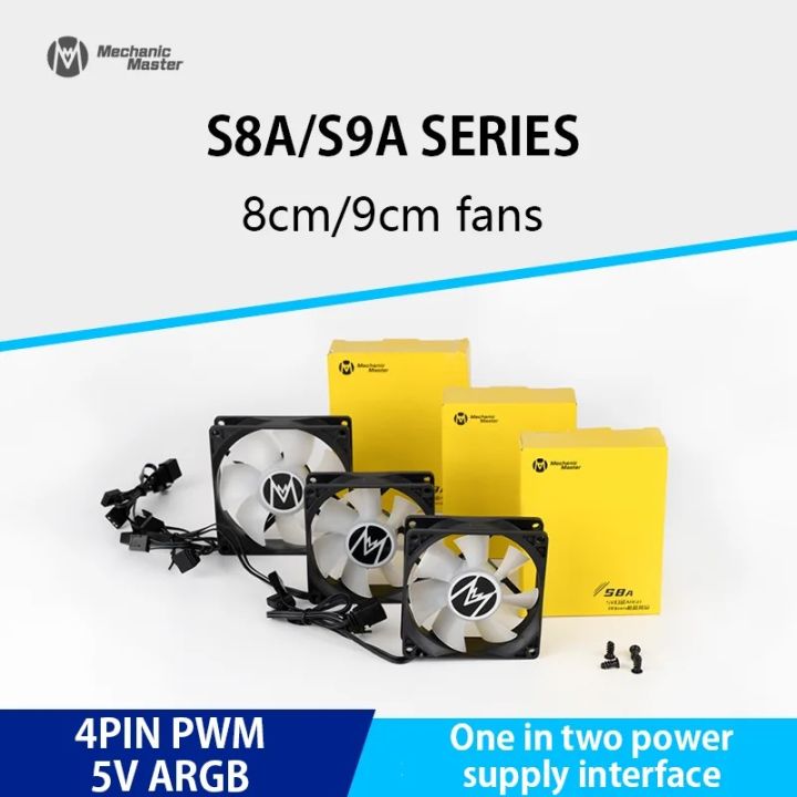 Mechanic Master Computer Case Fan PWM 4 Pin 5v Black and White S8A/S9A