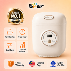 Bear Mini Rice Cooker Smart Non-stick Inner Pot Multifunctional for Home Use (1.2L)