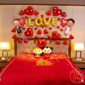 Bộ trang trí phòng cưới tân hôn cô dâu chú rể chữ love Phụ kiện trang trí tiệc sinh nhật phòng cưới Bong bóng trang trí đám cưới Happy wedding