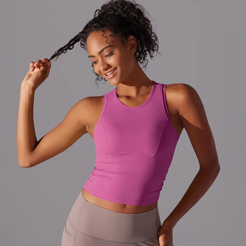 Nessaj Women Sports Top Gym Yoga Vest U Neck Yoga Shirts Quick Dry Running  Sport Wear