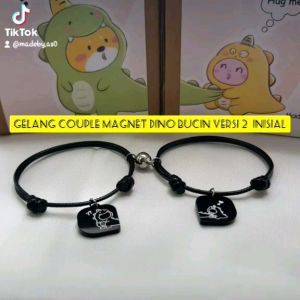 GELANG DINO COUPLE MAGNET BUCIN VERSI 2 + INISIAL HURUF NAMA
