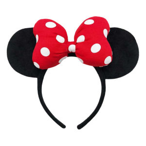 Bando  Mickey Mouse Jumbo Plush-Black Sequin-Black Mickey dan Minnie Glitter Headband Lucu bando kucing bulu