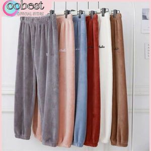 oobest Womens Pajamas Thick And Warm Sleeping Pants For Autumn And Winter High Quality Coral Fleece Warm Pants Soft And Comfortable Skin Friendly Home Clothing