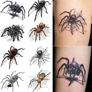 8Pcs Set Matte Spider Tattoo Sticker Dark Style Halloween Spider Temporary Tattoos Stickers Waterproof Spiders Web Body Sticker h260819