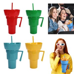BNGCV 2 in 1 Popcorn Drink Cola Cup with Handle Portable Snack Cup  Anti-splash Storage Bowl Kids