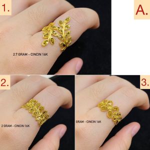 Cincin emas asli kadar 70 16k selisih yunani bunga kendari love lebar matahari tanpa permata polos