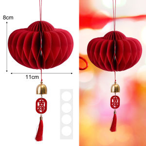 10cm Red Honeycomb Ball Lantern 2026 New Year Tassel Bell Lantern Pendant Green Plant Hanging Decoration Festival Supplies (In stock)