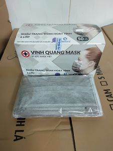 Khẩu trang y tế 4 lớp VINH QUANG Mask kháng khuẩn 99% VI KHUẨN VÀ BỤI MỊN 1 hộp 50 cái