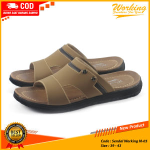 Sendal Slop Kulit Pria Working M-05 / Sandal Casual Selop Pria Traveling Murah
