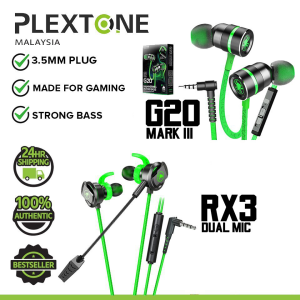 PLEXTONE G20 Mark III & RX3 Double Bass Magnetic Gaming Earphone In Ear Earphone Gaming Headphone Earphones Earbuds Noise Reduction Headset with Mic Sport PUBG For GAMING PC HUAWEI SAMSUNG REALME OPPO VIVO XIAOMI Plextone Earphone