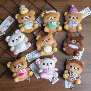 XINSU38 Plush 20th Anniversary Rilakkuma Keychain Cute Cartoon Relax Bear Keyring Animal Funny Easy Gluttonous Bear Pendant Backpack Decor