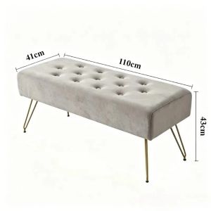 FFBH Simple Rectangular Stool Velvet Fabric Soft Sofa Seat Solid Wood Frame Shoe Bench Indoor Multifunctional Living Room Furniture Q9Z6P
