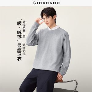 GIORDANO Men Sweatshirts Solid Color Simple Sweatshirts Crewneck Raglan Sleeve Fashionable Casual Sweatshirts 13026653