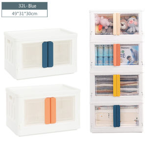 Collapsible Storage Bins32L Folding Storage Box with Lids Storage Containers for Organizing with Double Doors for Home Office Bedroom (1Pack)