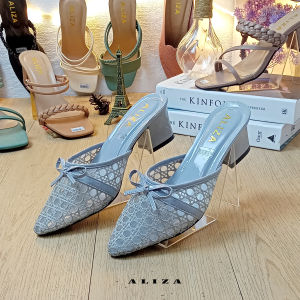 ALIZA SANDAL HIGH HEELS HAK TAHU 5CM MOTIF JALA PUMP UJUNG LANCIP