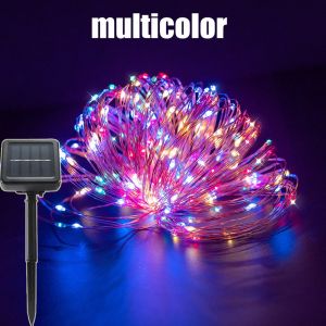 DÂY LED TRANG TRÍ NĂNG LƯỢNG MẶT TRỜI DÀI 20M NHẤP NHÁY NHIỀU MÀU có cảm biến tự động bật tắt