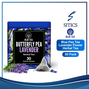 Blue Tea - Butterfly Pea Flower Lavender Tea - 30 Pyramid Tea Bags | Caffeine Free SITICS